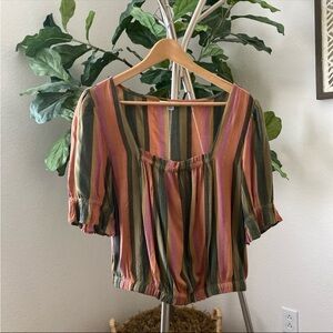 American Eagle | Soft Striped Boho Blouse – Size M